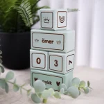 Yeşil Renkli Anı Küpü - Doodle Serisi