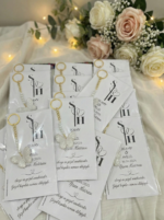 Kişiye Özel Tasarım Kartlı İncili Kelebek Anahtarlık Hediyelik - Görsel 2