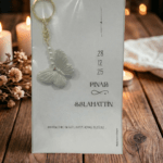 Kişiye Özel Tasarım Kartlı İncili Kelebek Anahtarlık Hediyelik