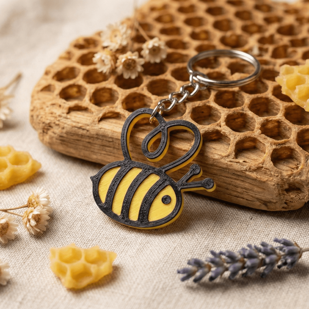 ari anahtarlık 1080 3D Baskı Dekoratif Arı Figürlü Anahtarlık – Sarı/Siyah Özel Tasarım