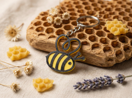 3D Baskı Dekoratif Arı Figürlü Anahtarlık – Sarı/Siyah Özel Tasarım