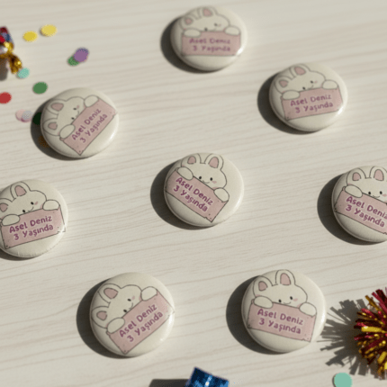 Kişiye Özel Etkinlik Magneti - 58mm Buton Magnet (Düğün, Nişan, Doğum Günü)